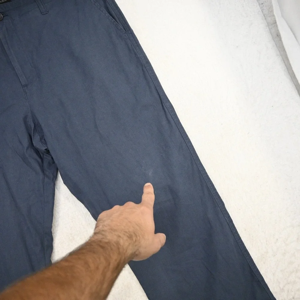 Banana Republic Chino Pants Mens 36x32 Blue Linen Blend Straight Leg